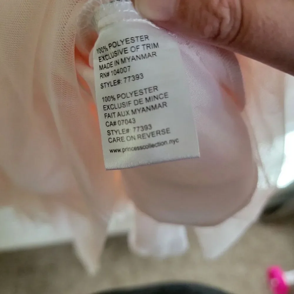 Girls 12 American Princess Sleeveless Layered Tulle Pale Pink Formal Dress - Picture 4 of 5